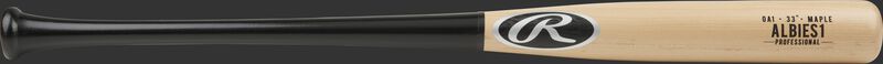 OA1PL Ozzie Albies pro label maple bat with a natural wood barrel and black handle