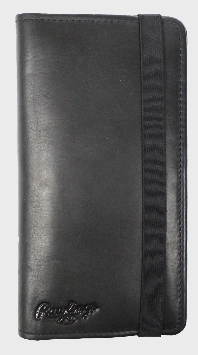 A black Rawlings universal magnetic phone case with a black elastic closure strap - SKU: RO90006-001
