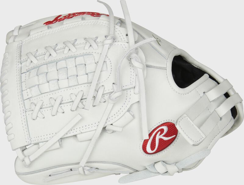 Web back view of white 2020 Liberty Advanced 12-inch Softball glove