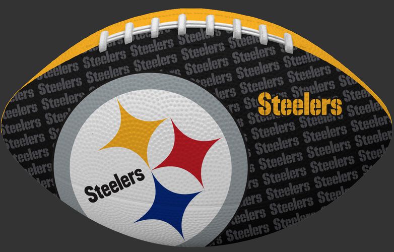 Black side of a NFL Pittsburgh Steelers Gridiron football with the team logo SKU #09501082122