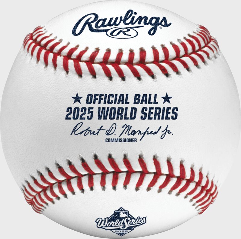 A Rawlings MLB 2025 World Series commemorative baseball loading=