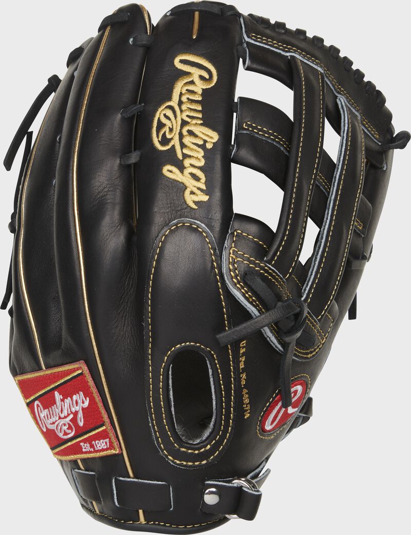 Back of a black 12.75-Inch Pro Preferred H-web glove with a fastback design - SKU: PROS27HFBPRO