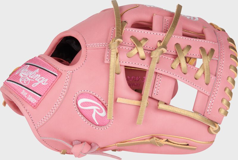 Thumb of a pink Heart of the Hide R2G 11.5" infield glove with a split single post web - SKU: RPROR204W-32P