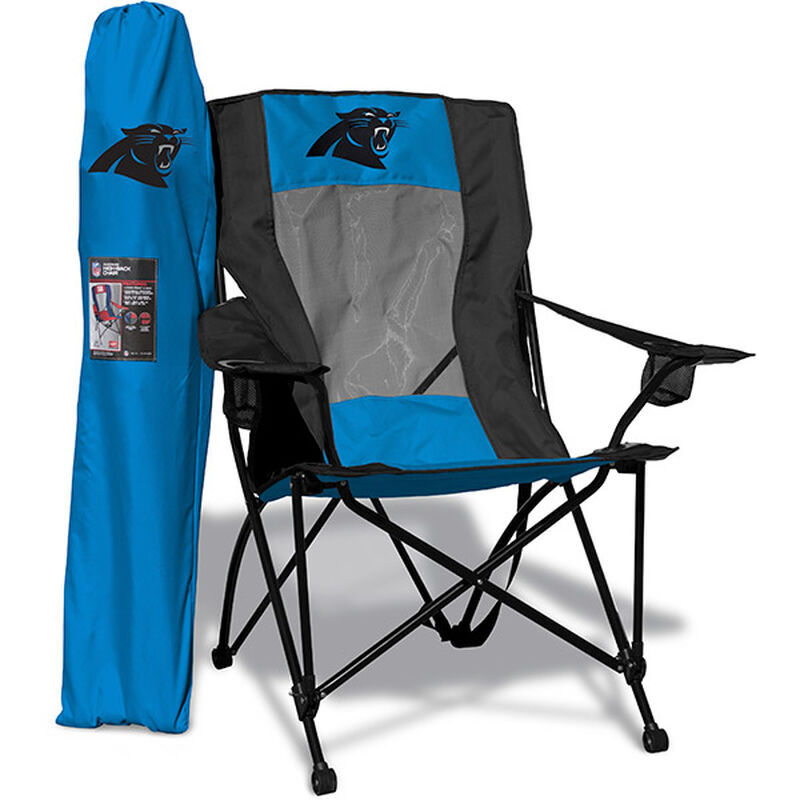 Front of Rawlings Blue and Black NFL Carolina Panthers High Back Chair With Team Logo SKU #09211090518