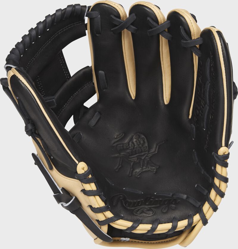 PRONP4-2BC 11.5-inch Rawlings infield glove with a black palm and black laces