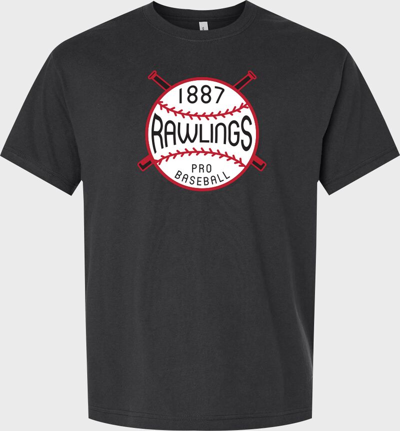 A washed black Rawlings Retro logo t-shirt