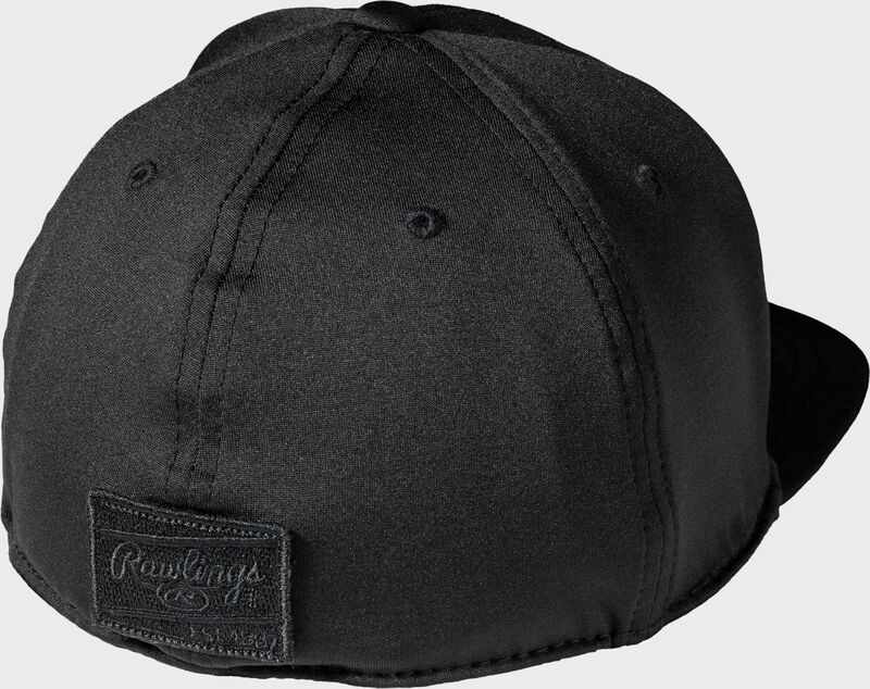 Back of a blackout Rawlings Black Clover fitted hat - SKU: BCR3AB0081
