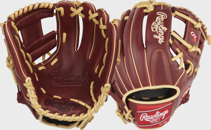 Two images showing the palm & back of a sherry Sandlot Series 11.5" infield glove
