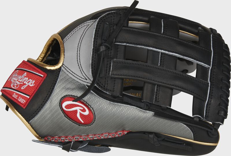 Web back view of Bryce Harper Heart of the Hide outfield glove