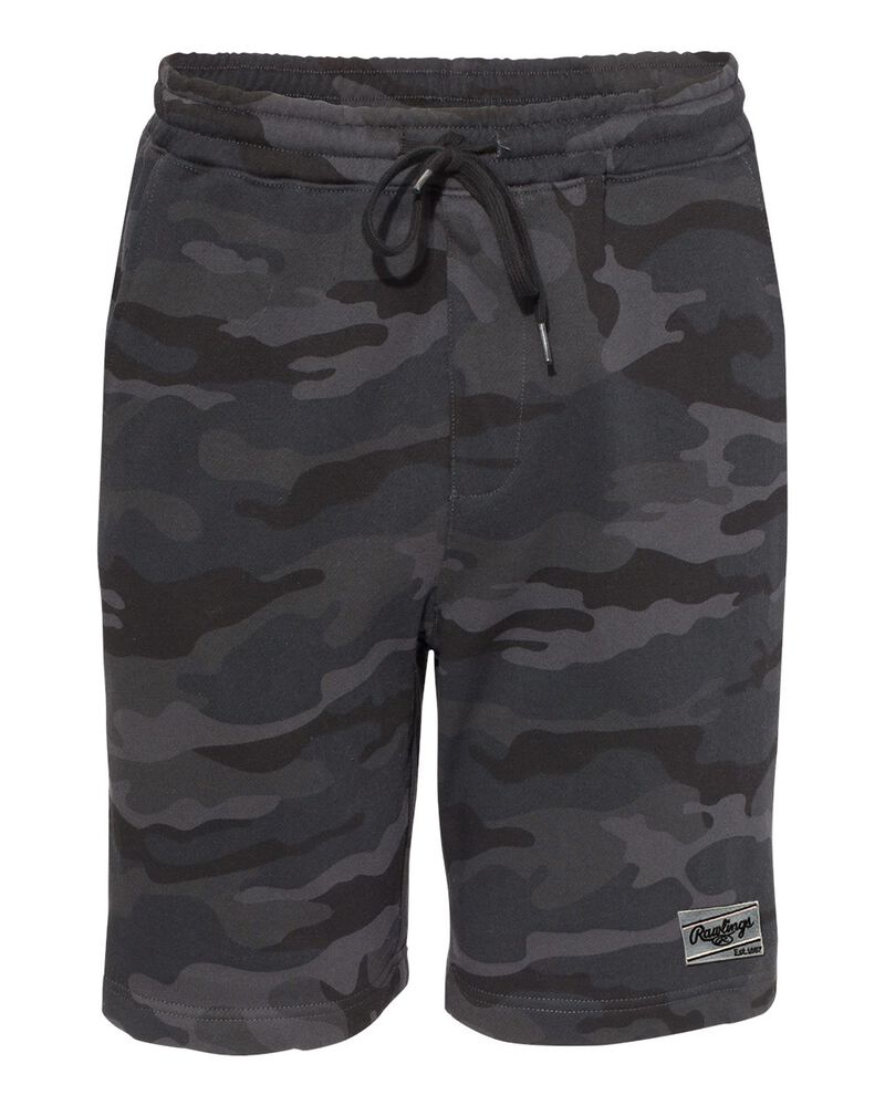 Black camo Rawlings men's fleece shorts - SKU: RSGFS-B/HC