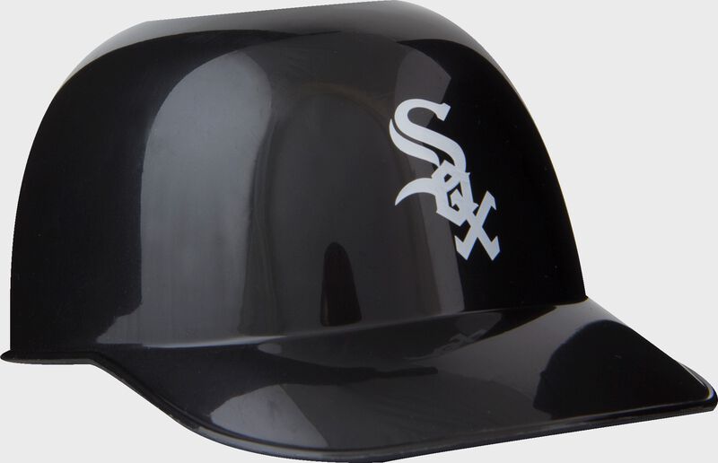 Front of Rawlings Black MLB Chicago White Sox Snack Size Helmets With Team Logo SKU #01950029121 loading=