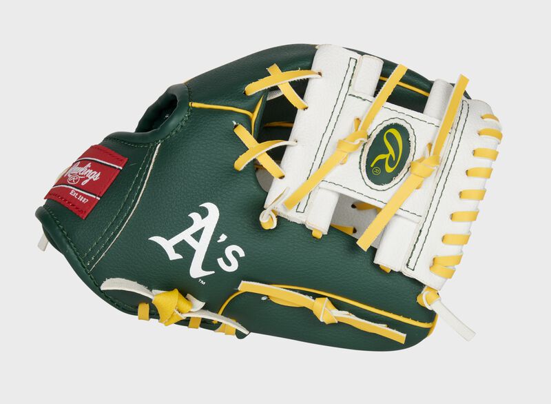 Thumb of a green/white Oakland Athletics 10-inch team logo glove with a white I-web - SKU: 22000003111 loading=