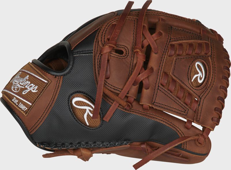 Thumb of a PRO205-30TISS Heart of the Hide ColorSync infield/pitcher's glove with a timberglaze Laced 2-piece solid web