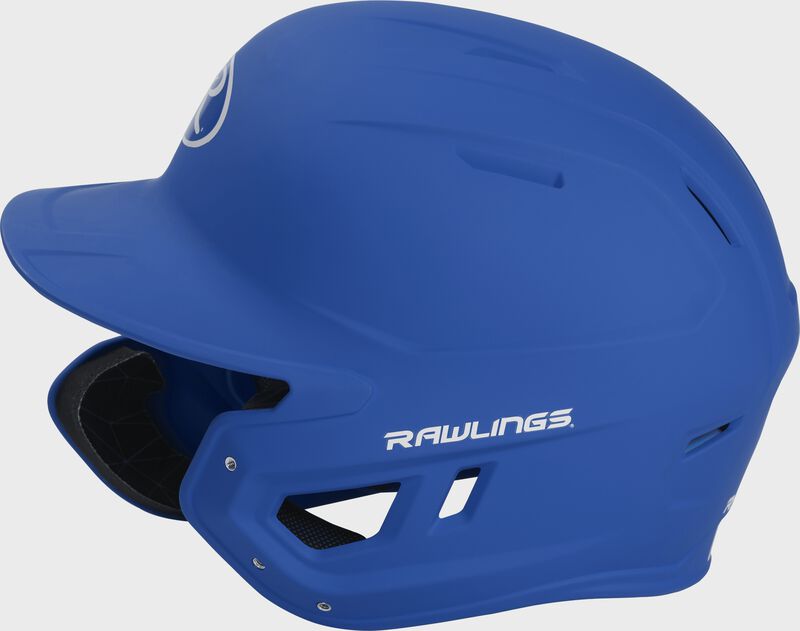 Left-side view of Mach Left Handed Batting Helmet with EXT Flap | 1-Tone, Royal