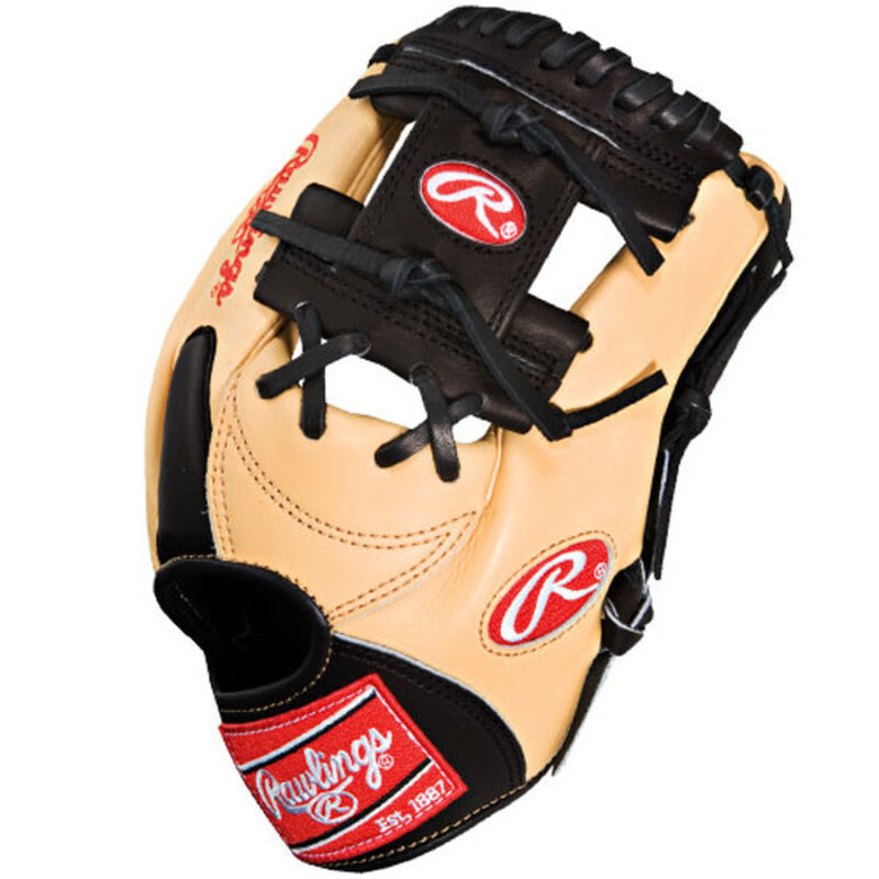 Vertical thumb view of a PROS12ICB Pro Preferred 11.25-inch infield glove with a black I web
