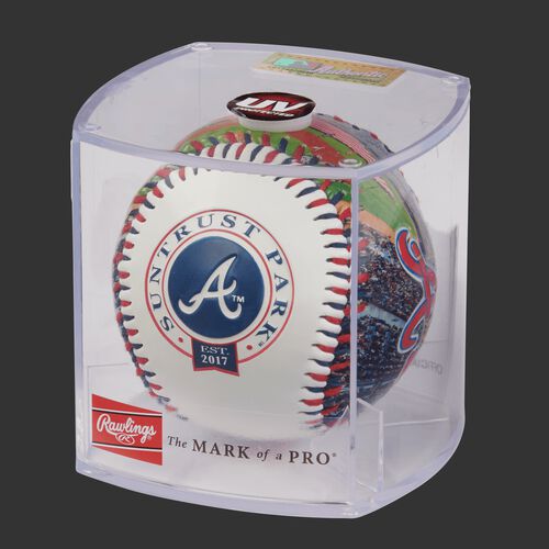 MLB Atlanta Braves stadium baseball in a display case