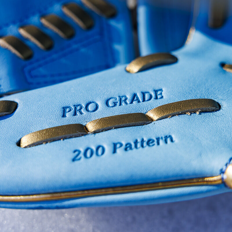 Picture of the thumb stamp of a Columbia blue exclusive R2G Heart of the Hide 11.75" glove