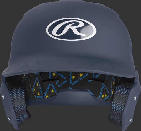 MCH07A Mach batting helmet with a matte navy shell and Oval R logo on the front