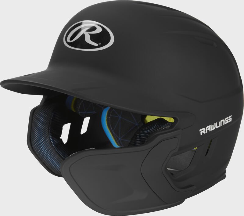 Front left-side view of Mach Right Handed Batting Helmet with EXT Flap | 1-Tone & 2-Tone - SKU: MACHEXTR