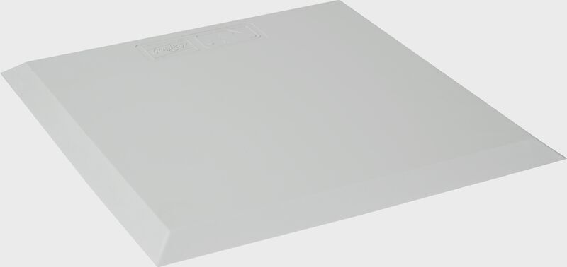 Angle view of a white Rawlings waffle throw down base - SKU: RSTDWB