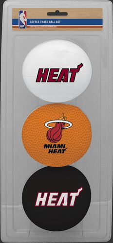 Rawlings White, Brown, and Black NBA Miami Heat Three-Point Softee Basketball Set With Team Logo SKU #03524205114