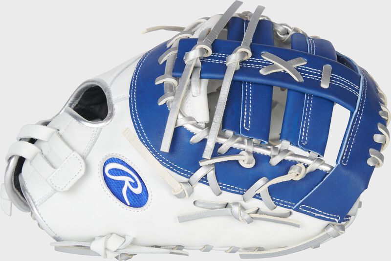 Thumb of a Liberty Advanced Color Series 13-inch first base mitt with a royal web and platinum laces - SKU: RLADCTSBWRP