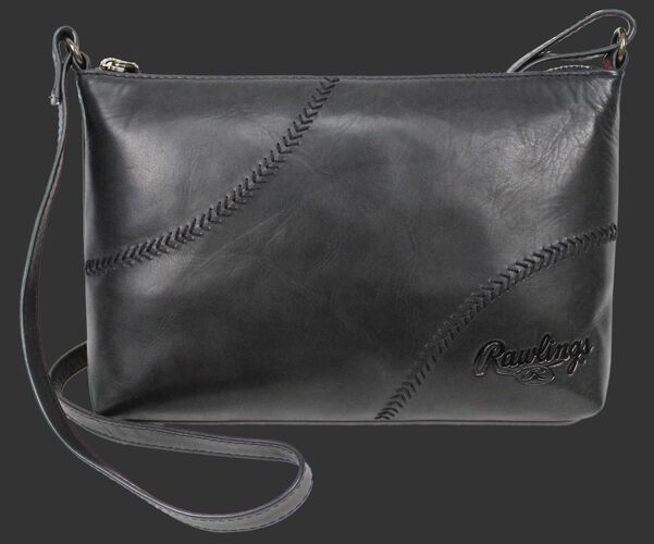 A black Baseball Stitch cross mini bag with a leather strap and baseball stitch design - SKU: RS10057-001
