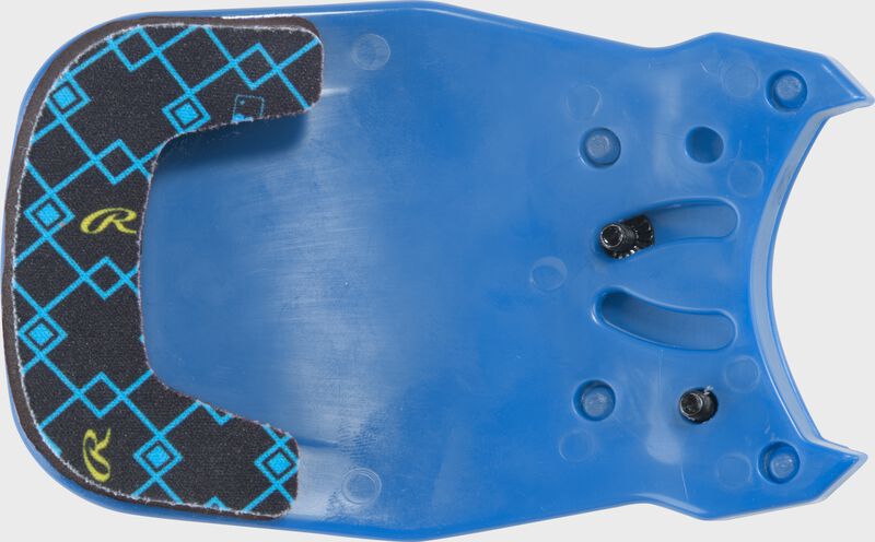 Inside of Columbia blue Rawlings RX2 Reverse adjustable batting helmet extension with black padding loading=