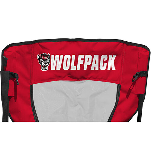 Back of Rawlings Red and Black NCAA North Carolina State Wolfpack High Back Chair With Team Name SKU #09403041518