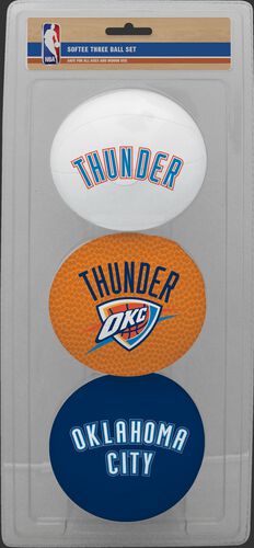 Rawlings White, Brown, and Navy NBA Oklahoma City Thunder Three-Point Softee Basketball Set With Team Logo SKU #03525053114