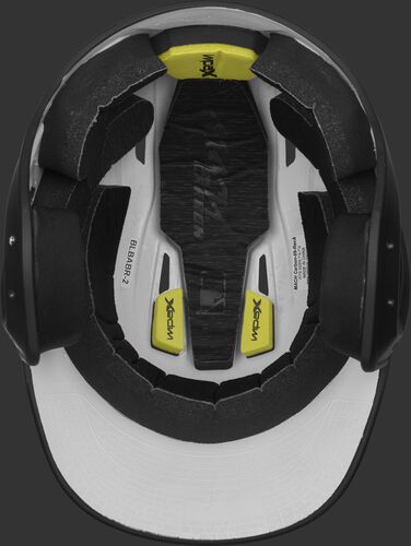 Inside of a CAR07A MACH Carbon batting helmet with durable IMPAX foam padding