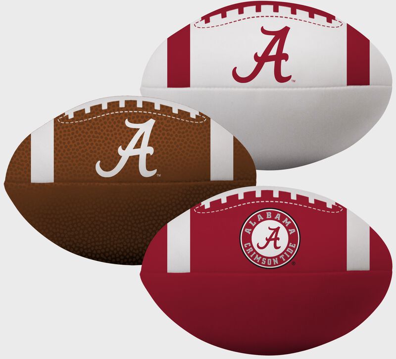 NCAA Alabama Crimson Tide 3 Softee Football Set With Team Logo and White, Brown, and Crimson Football Colors SKU #08623066114