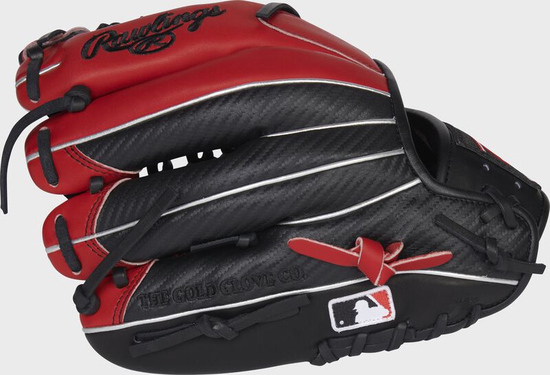 Black Hyper Shell back of a HOH R2G 11.5" infield glove with the MLB logo on the pinky - SKU: PROR204-4BCF