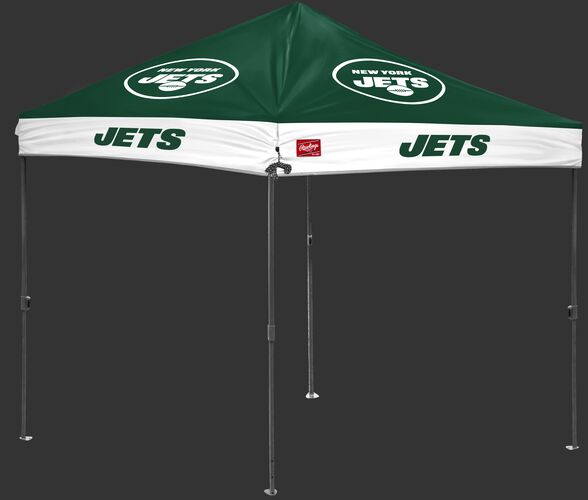 A green/white NFL New York Jets 10x10 canopy with team logos on each side - SKU: 02231079111