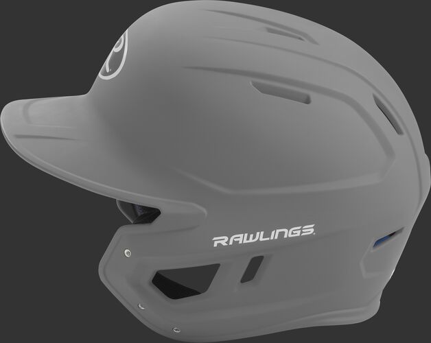 MACH Rawlings batting helmet with a one-tone matte silver shell