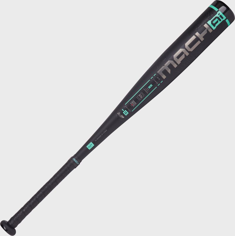 Main image of a black 2025 Rawlings Mach AI USSSA baseball bat with the Mach logo on the barrel