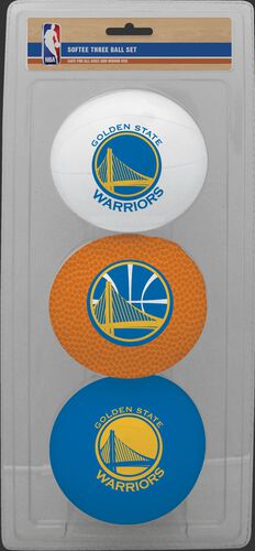 Rawlings White, Brown, and Blue NBA Golden State Warriors Three-Point Softee Basketball Set With Team Logo SKU #03524218112