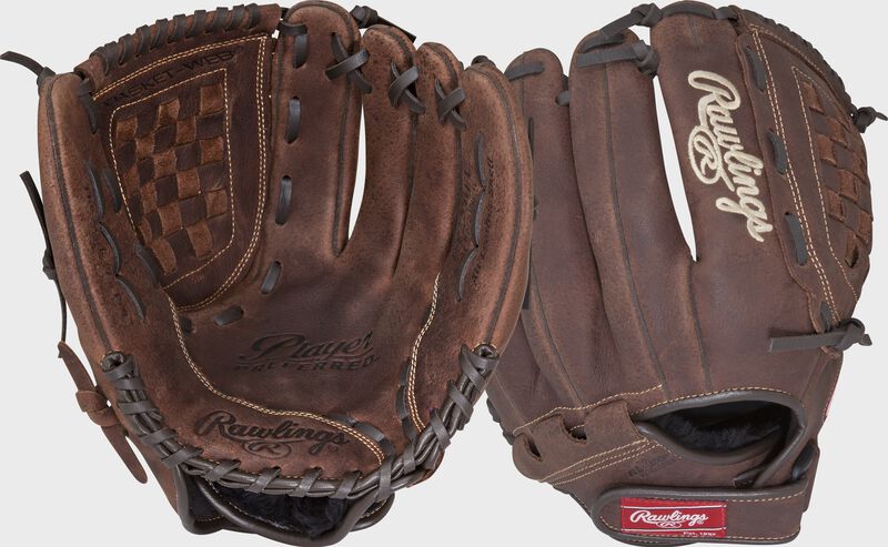 Two images showing the palm & back of a brown Player Preferred 12.5" infield/outfield glove