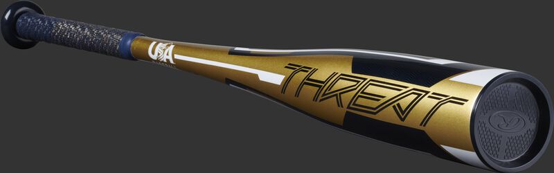 3/4 angle view of a gold USZT12 with navy accents and navy end cap