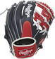 Shell back view of black, red, and white 2022 Breakout 11.5-inch infield glove image number null
