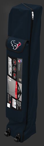 Navy wheeled carry case of a Houston Texans canopy with the team logo on the outside compartment - SKU: 02231093111