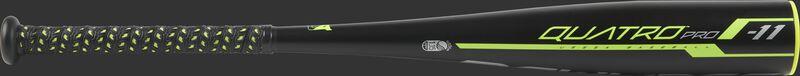 UT9Q11 USSSA Quatro Pro machine pitch bat with a black barrel and black grip