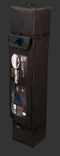 Black carry case of a 9x9 Carolina Panthers canopy with a team logo on the side compartment - SKU: 03231090112
