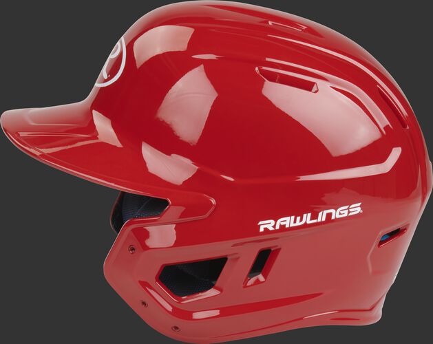 MACH junior Rawlings batting helmet with a one-tone matte scarlet shell