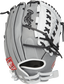 Shell back view of grey and white 12.5-inch Rawlings Heart of the Hide fastpitch softball glove image number null