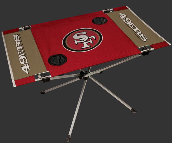 Rawlings Scarlet and Gold NFL San Francisco 49ers Endzone Table With Two Cup Holders, Team Logo, and Team Name SKU #03391084111