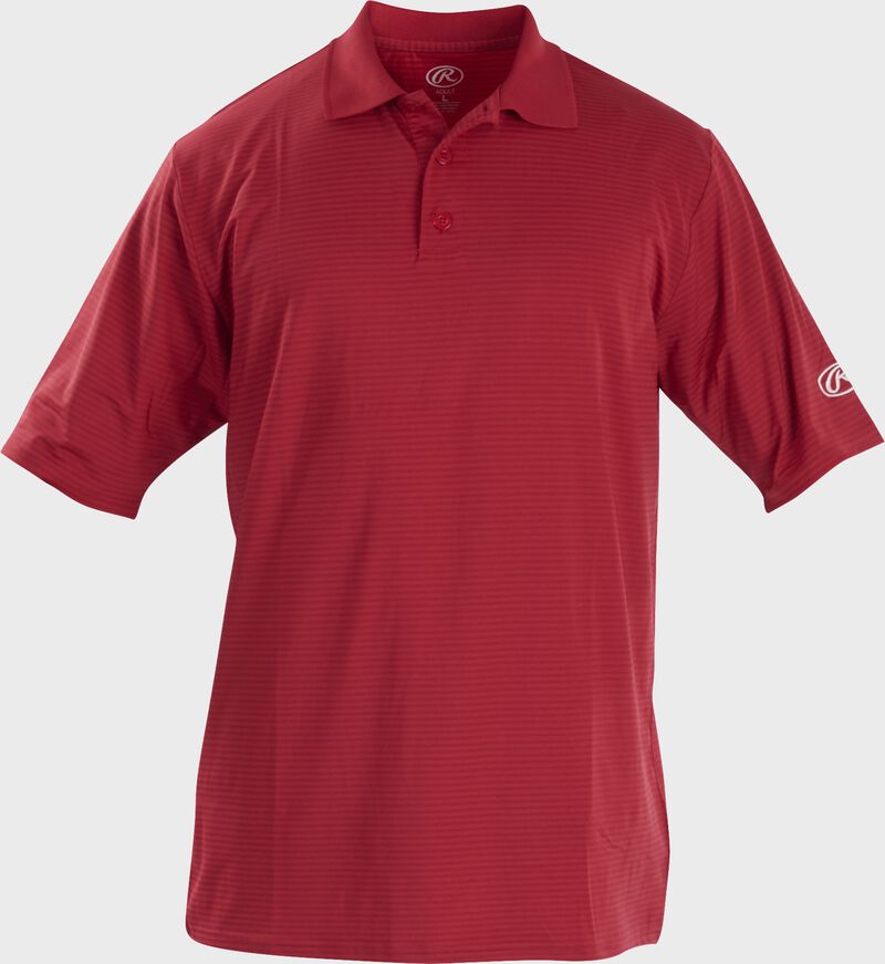 Front of Rawlings Adult Scarlet Short Sleeve Polo Shirt - SKU #GGPOLO
