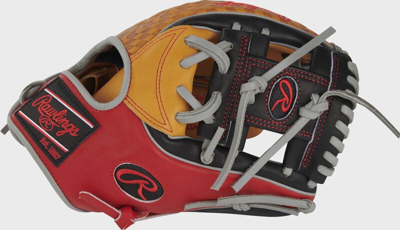 Thumb of a tan/scarlet/black ColorSync 8.0 Heart of the Hide 11.5" infield glove with a black I-web - SKU: PRO934-2TS