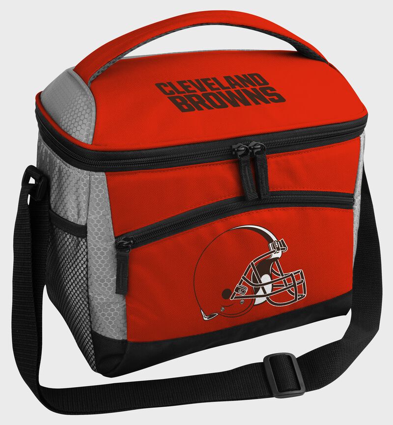 A Cleveland Browns 12 can soft sided cooler