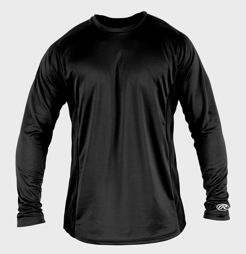 Front of Rawlings Black Adult Long Sleeve Shirt - SKU #LSBASE